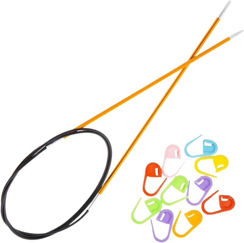 Knit Pro Zing Circular Knitting Needles 40 inch, Size 1 (100cm, 2.25mm) with 10 Colorful Stitch Markers - Image 1